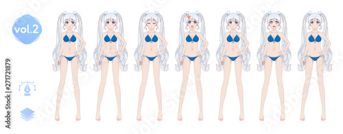 Anime manga girl. In a summer bikini swimsuit