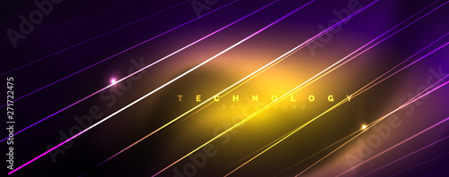 Color light with lines, outer space background, bright rays