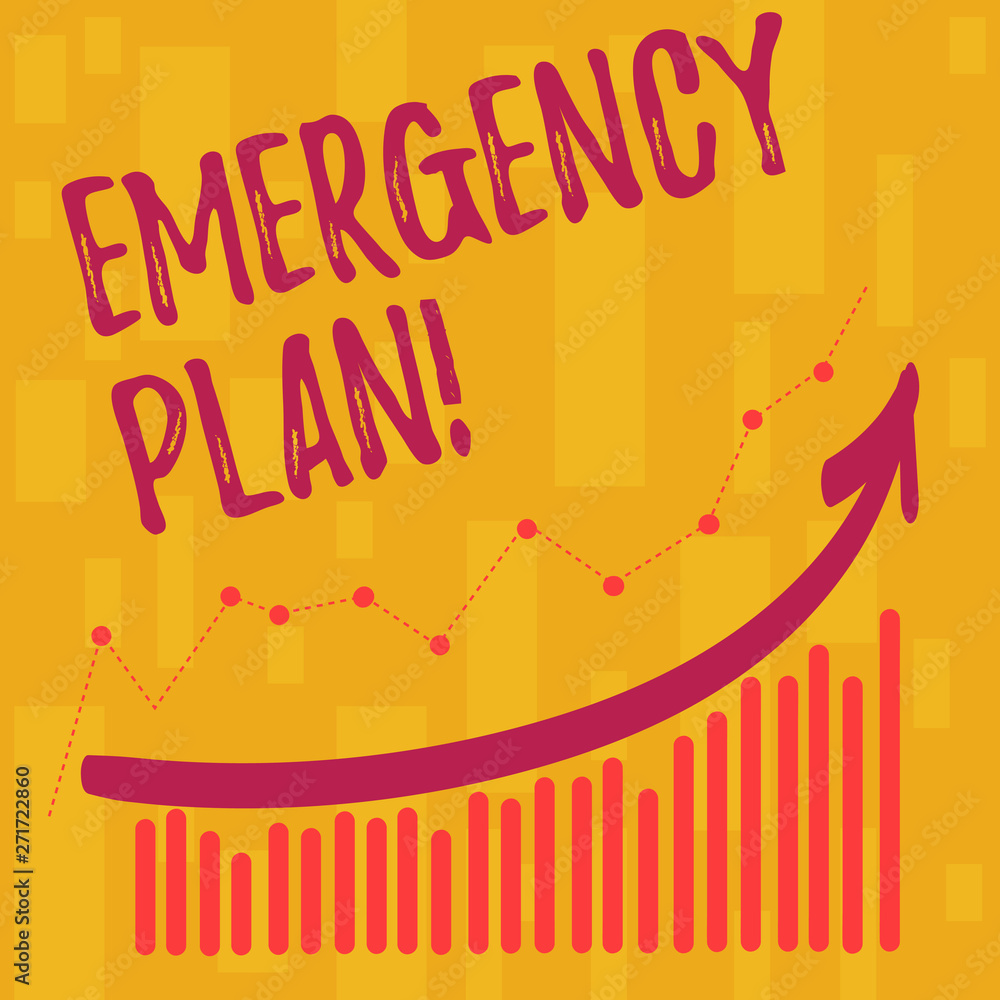 Text sign showing Emergency Plan. Business photo showcasing course of action developed to mitigate damage of events Combination of Colorful Column and Line Graphic Chart with Arrow Going Up Text sign showing Emergency Plan. Business photo showcasing course of action developed to mitigate damage of events Combination of Colorful Column and Line Graphic Chart with Arrow Going Up