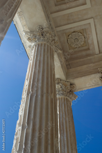 Columns of Maison Caree in Nimes, France photo