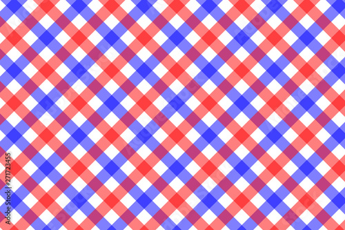 Red and Light Blue Gingham pattern. Texture from rhombus/squares for - plaid, tablecloths, clothes, shirts, dresses, paper, bedding, blankets, quilts and other textile products. 