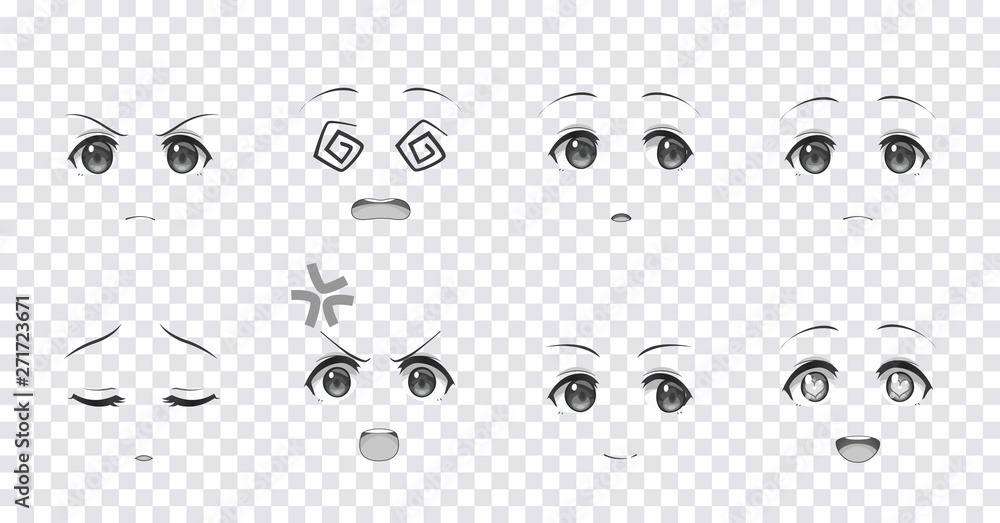 Plakat Emocje niebieskie oczy anime manga dziewcząt