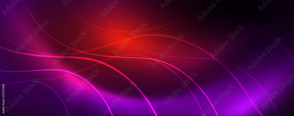 Shiny neon lights, dark abstract background with blurred magic neon light curved lines Shiny neon lights, dark abstract background with blurred magic neon light curved lines