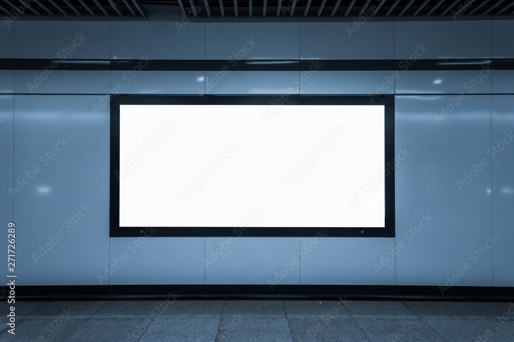 blank billboard on the wall in subway station channel blank billboard on the wall in subway station channel