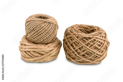 hemp rope winded is a ball isolated on white background