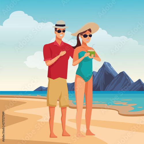 Young couple enjoying summer cartoons