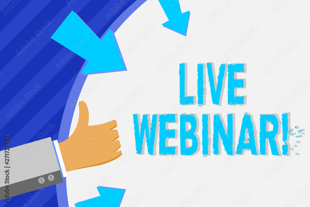 Conceptual hand writing showing Live Webinar. Concept meaning presentation lecture or seminar transmitted over Web Hand Gesturing Thumbs Up Holding on Round Shape with Arrows Conceptual hand writing showing Live Webinar. Concept meaning presentation lecture or seminar transmitted over Web Hand Gesturing Thumbs Up Holding on Round Shape with Arrows