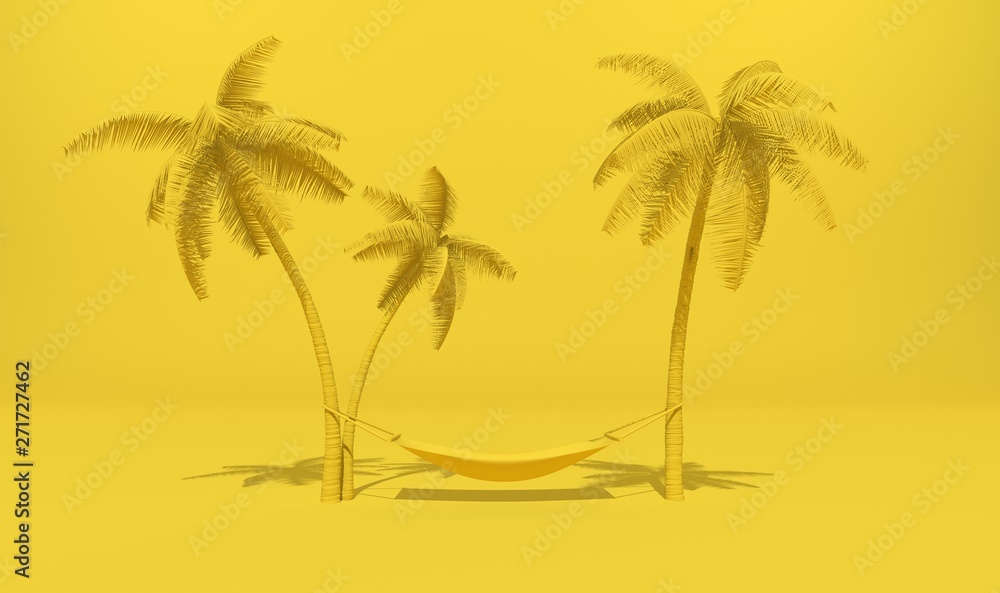 Hamac installé entre deux palmiers
