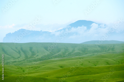 Summer landscape with mountain and hills