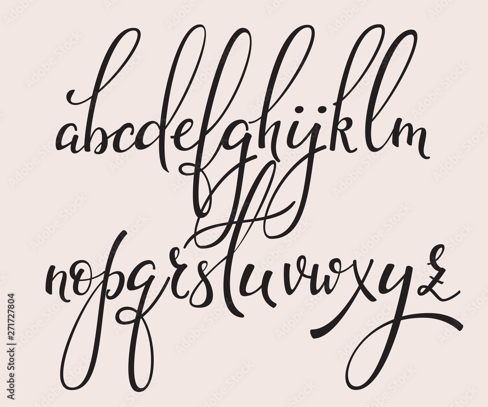 Handwritten brush style calligraphy cursive font Stock Vector | Adobe Stock