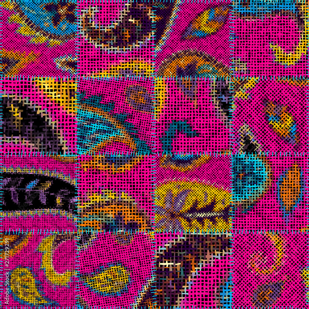 Seamless pattern. Imitation of a patchwork pattern of rough canvas. Vector image. Seamless pattern. Imitation of a patchwork pattern of rough canvas. Vector image.