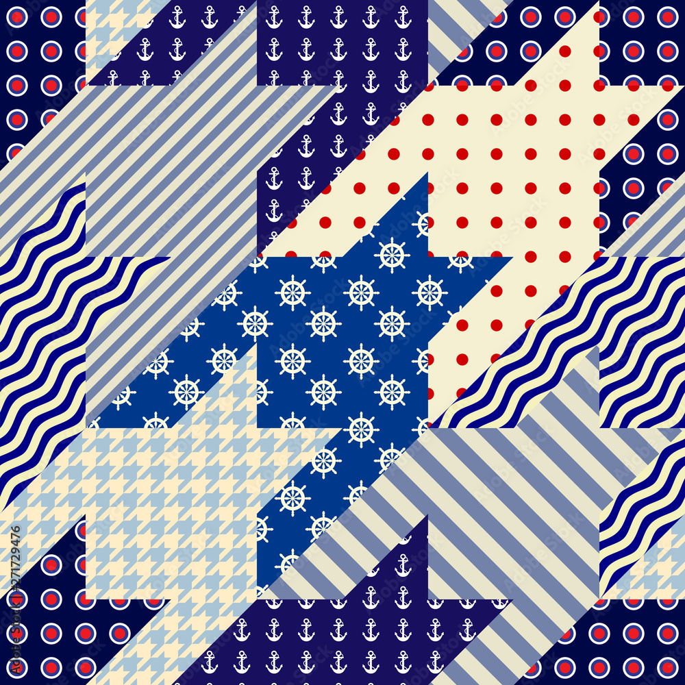 Fototapeta premium Seamless background pattern. Patchwork hounds-tooth pattern. Vector image