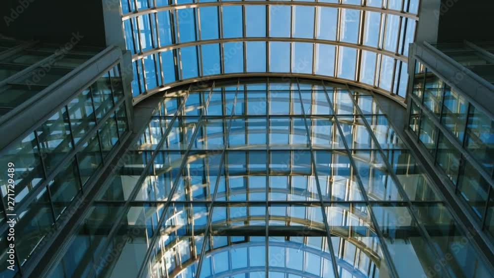 Panorama of the glass facade of the building Panorama of the glass facade of the building