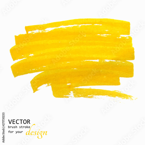 Bright yellow vector brush stroke hand painted