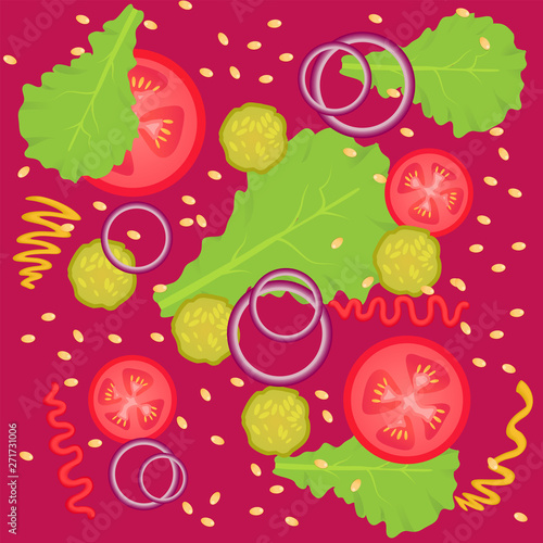 Fototapeta Naklejka Na Ścianę i Meble -  pattern vegetables tomat salad fresh vector green