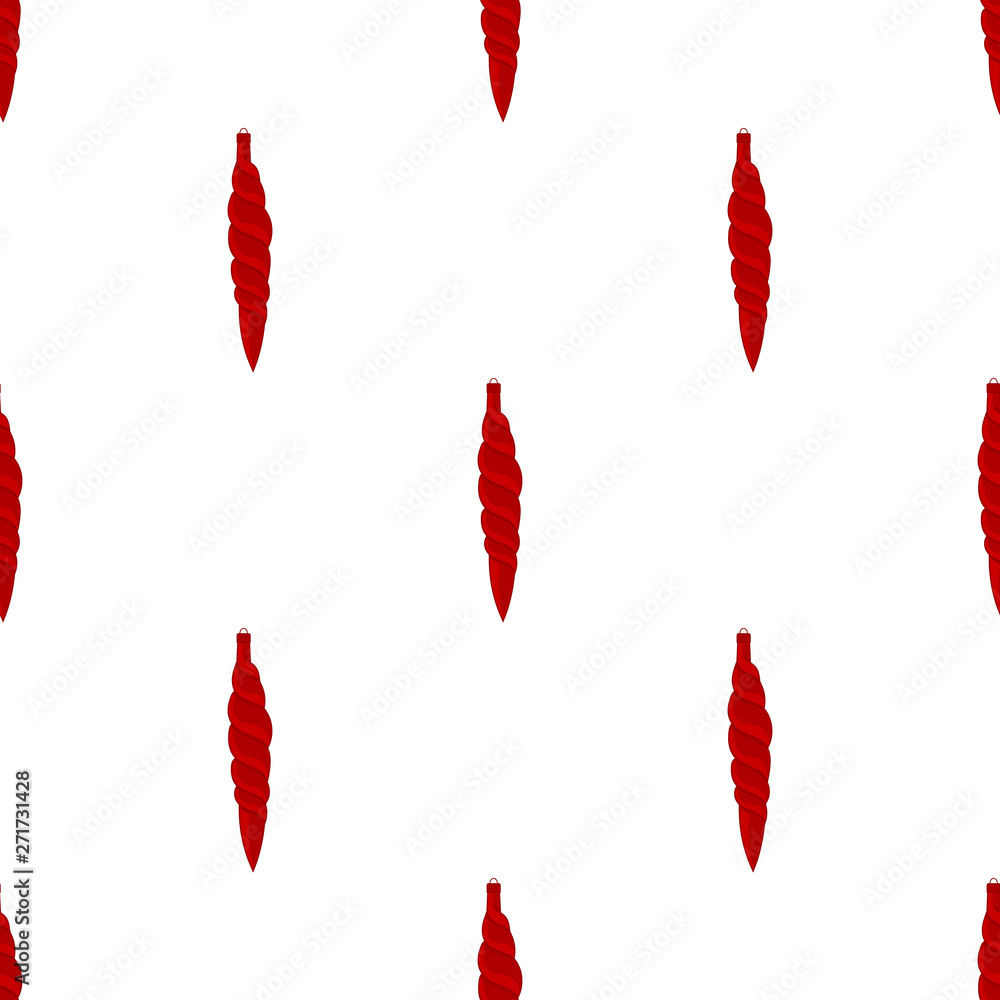 Seamless pattern with red christmas spiral toys on white background. Holiday christmas swirl toy for fir tree. Vector illustration for design, web, wrapping paper, fabri Seamless pattern with red christmas spiral toys on white background. Holiday christmas swirl toy for fir tree. Vector illustration for design, web, wrapping paper, fabri