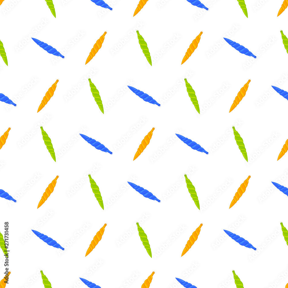 Seamless pattern with orange, blue and green christmas spiral toys on white background. Holiday christmas toys for fir tree. Vector illustration for design, web, wrapping paper, fabric, wallpaper. Seamless pattern with orange, blue and green christmas spiral toys on white background. Holiday christmas toys for fir tree. Vector illustration for design, web, wrapping paper, fabric, wallpaper.