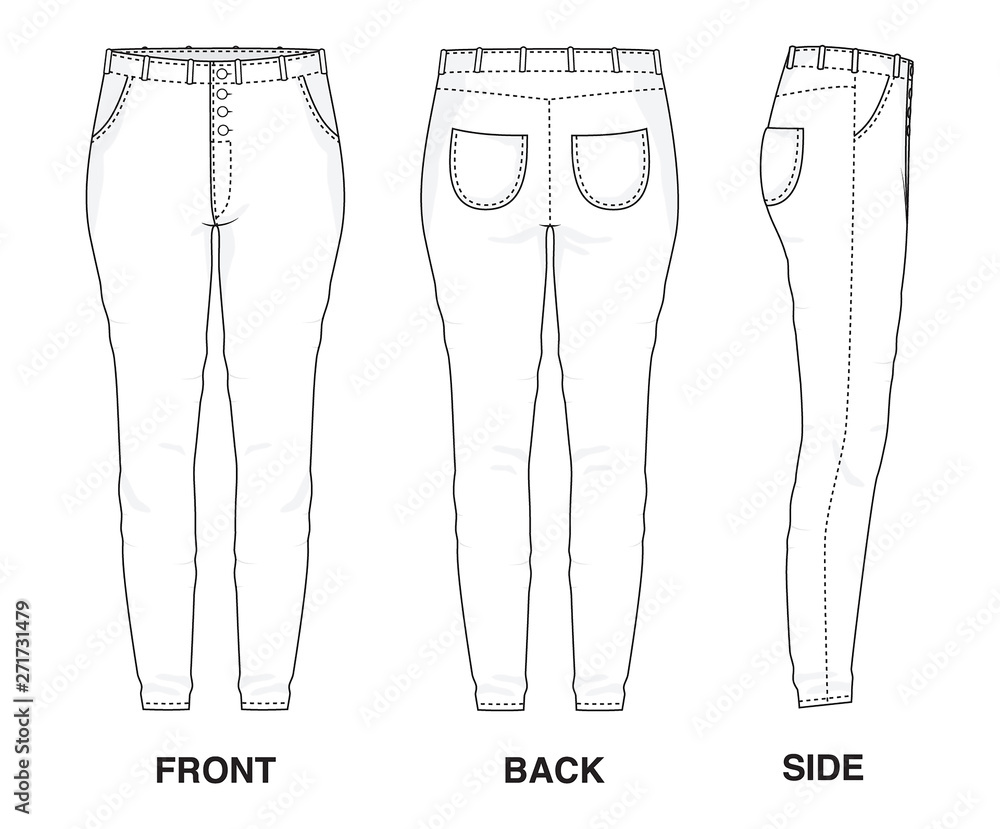 Selected front, side, and back view pictures (Type A ¼ pants made by