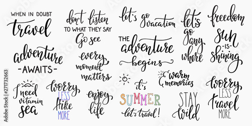 Travel life inspiration quotes lettering