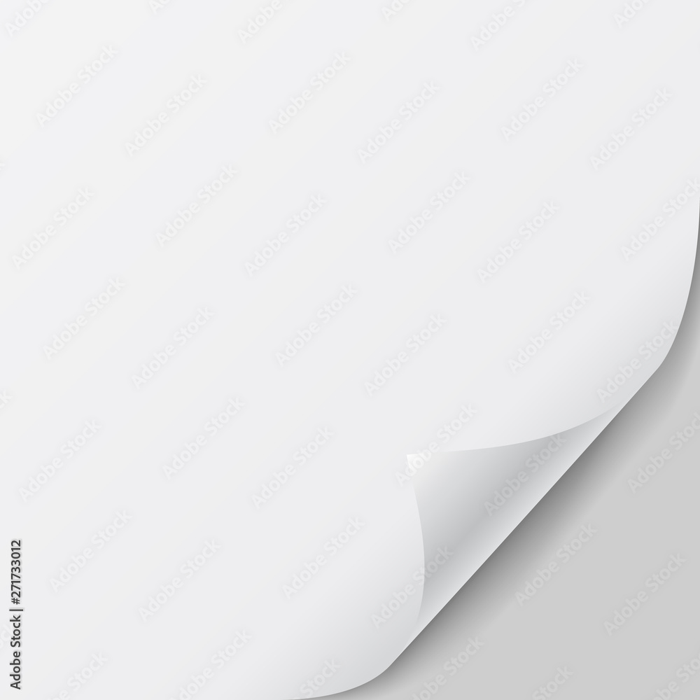 Realistic illustration of a sheet of paper with folded corner and space for your text. Isolated on white background, vector Realistic illustration of a sheet of paper with folded corner and space for your text. Isolated on white background, vector