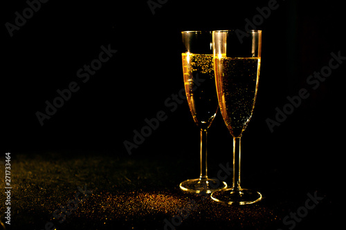 Champagne in the the glass New Year Christmas