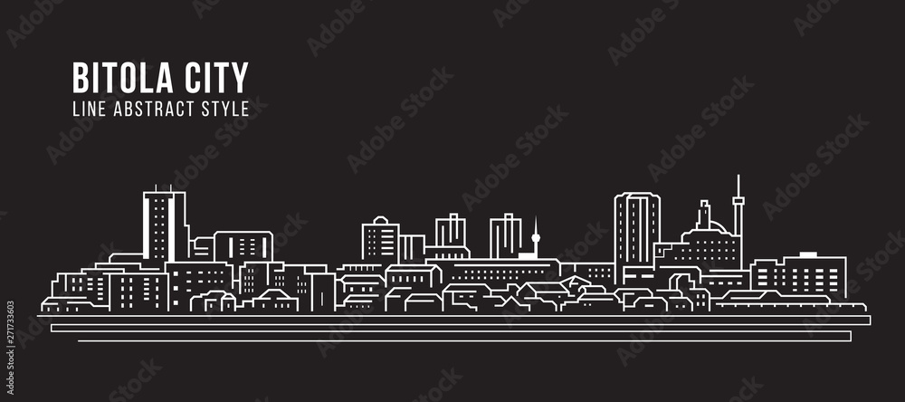 Cityscape Building Line art Vector Illustration design -  Bitola city