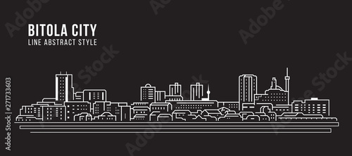 Cityscape Building Line art Vector Illustration design - Bitola city