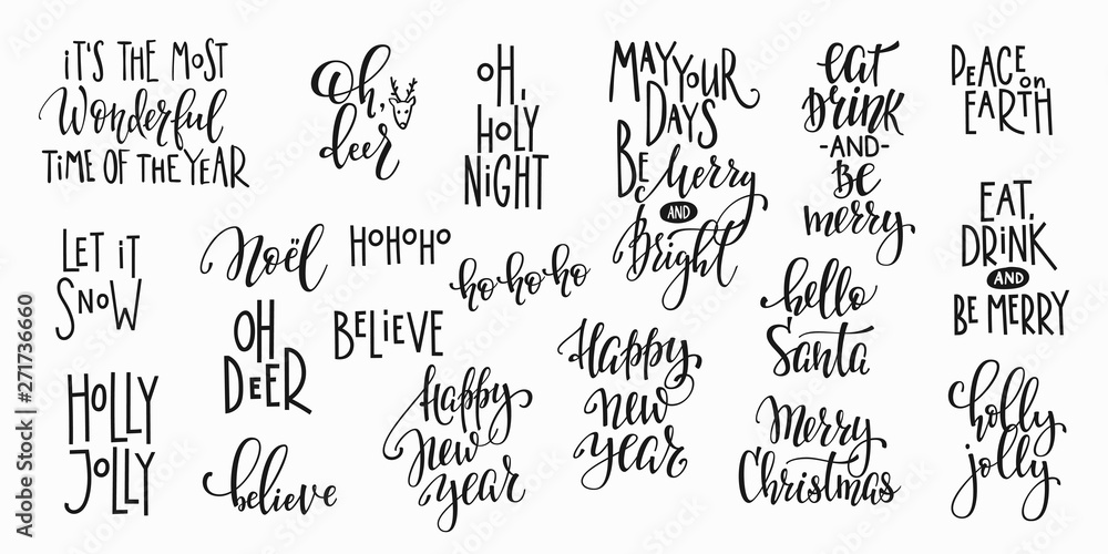 Christmas new year lettering typography set Christmas new year lettering typography set
