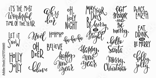 Christmas new year lettering typography set
