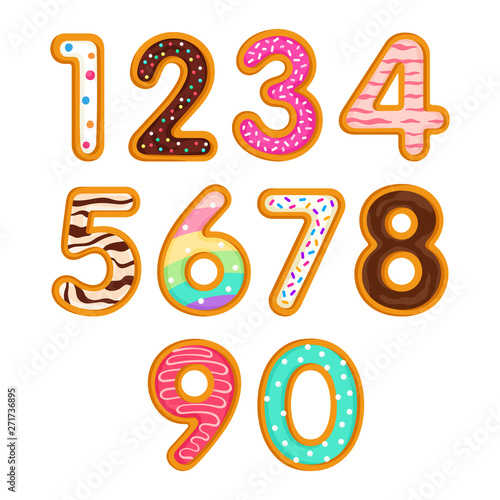 Sweet numeral vector font. Pastry style festive numbers for Birthday and other holidays and events