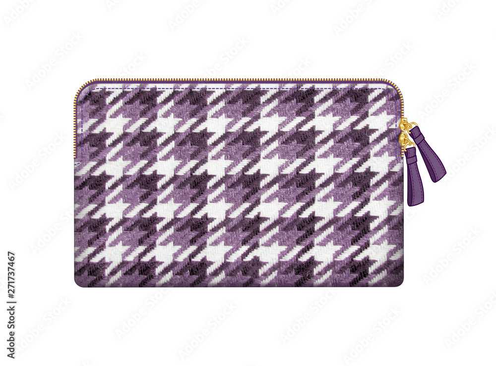 purple daily pouch, houndstooth fabric texture bag purple daily pouch, houndstooth fabric texture bag