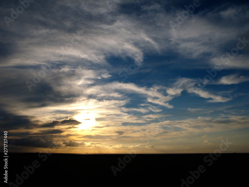 evening sun at the beach of Sankt Peter-Ording