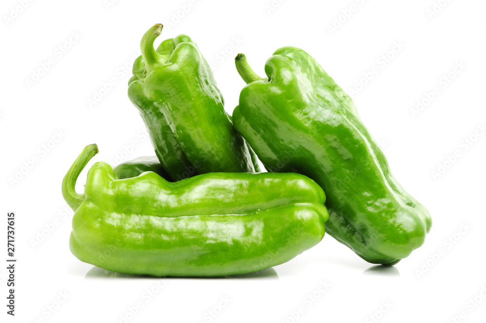 fresh green bell pepper (capsicum) on a white background fresh green bell pepper (capsicum) on a white background