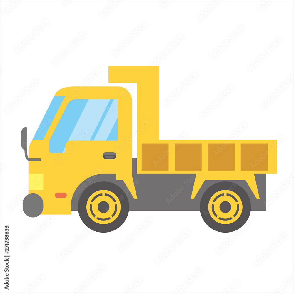 働く車のイラスト 自動車 ダンプカー デフォルメ コミック アニメ調 ベクターデータ Vector De Stock Adobe Stock