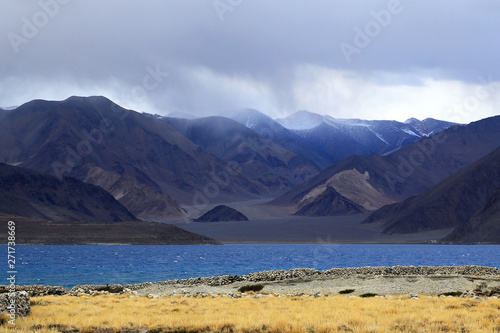 Pangong Lake or Pangong Tso in Ladakh District, India.