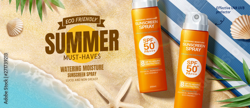Sunscreen spray ads