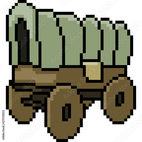 vector pixel art wagon
