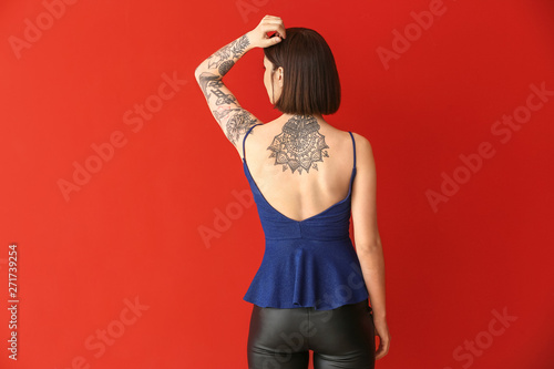 Beautiful tattooed woman on...