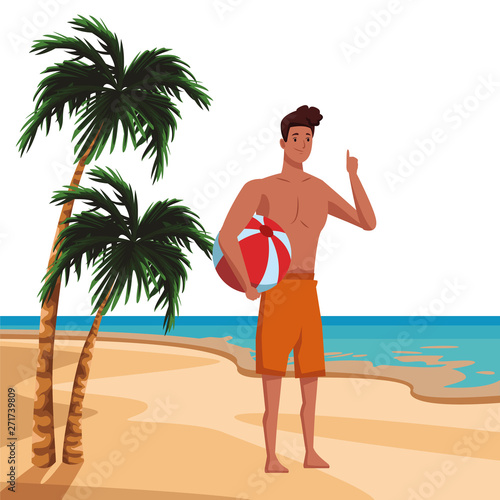 Young man in summer time cartoon