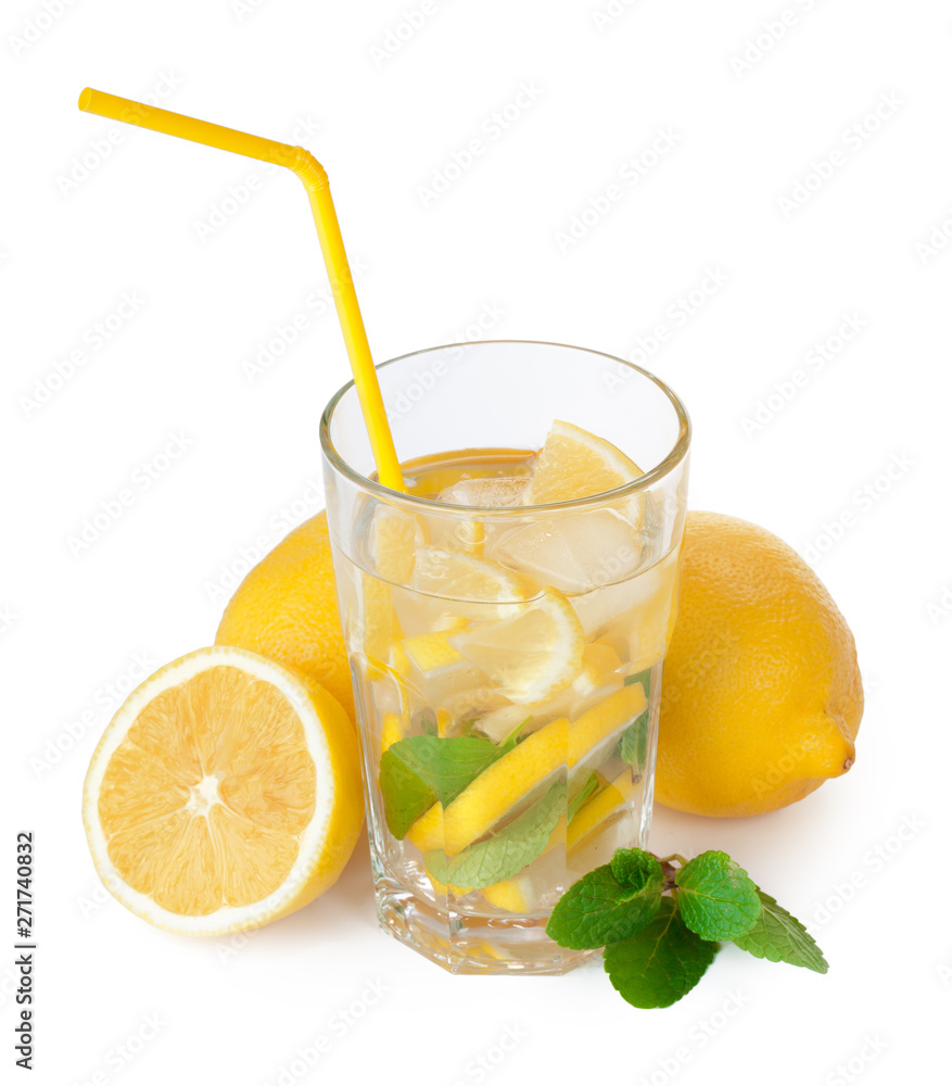 Glass of lemonade isolated on white background Glass of lemonade isolated on white background