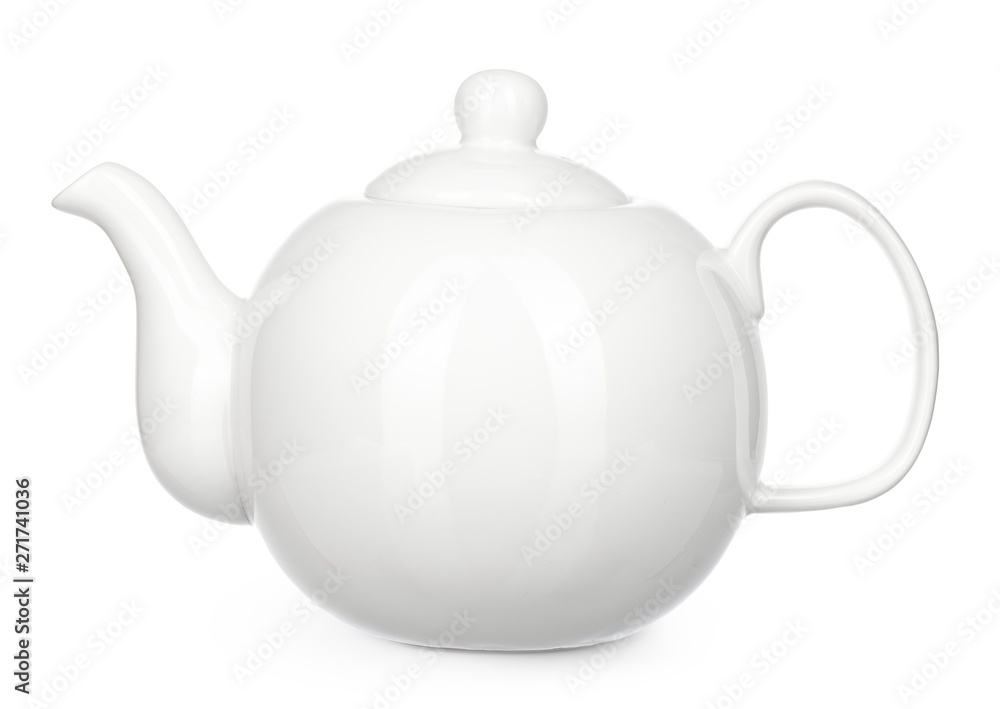White ceramic kettle isolate on white background White ceramic kettle isolate on white background
