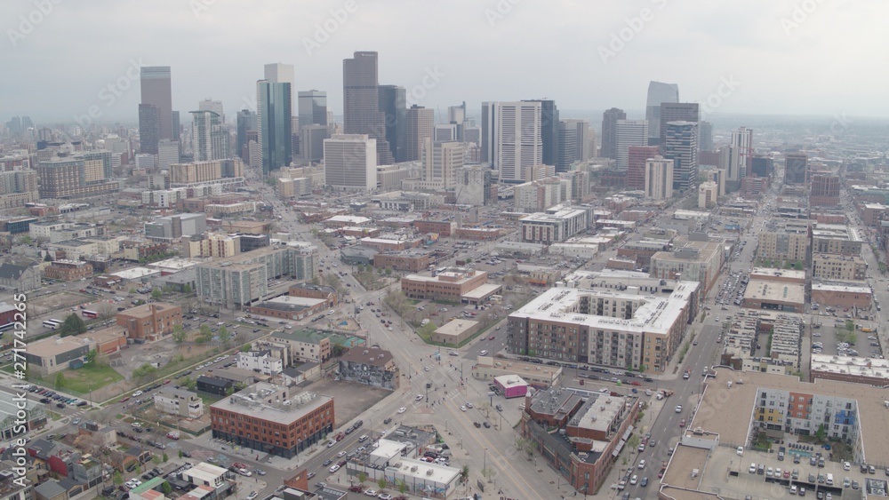 Aerial View of Downtown Denver, Colorado in D-log