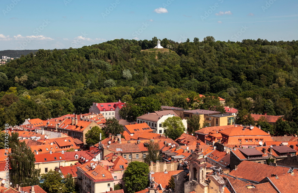 The Old Town of Vilnius in the Background of three Crosses Hill