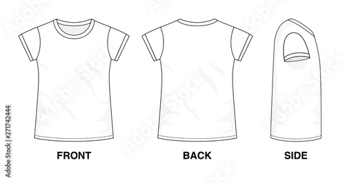 Isolated t-shirt object of clothes and fashion stylish wear fill in blank. Set of clothing t shirts and vector illustration. Different views, front, back and side view graphic design template
