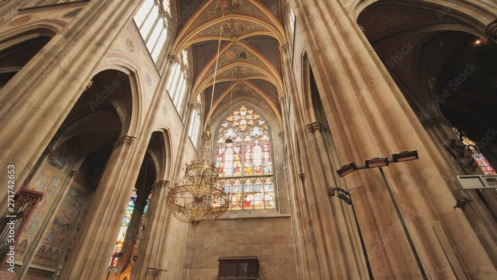 Votive Church, neo-gothic church, the second-tallest church in Vienna. The interior of the church inside. Votive Church, neo-gothic church, the second-tallest church in Vienna. The interior of the church inside.