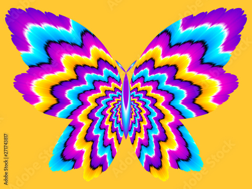 Colorful butterfly. Motion illusion. 