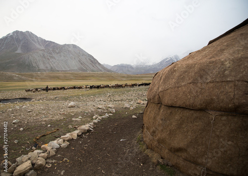 Wakhi sheperd looking for grass, Big pamir, Wakhan, Afghanistan photo