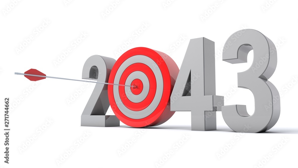 3D illustration of number 2043 with target concept 3D illustration of number 2043 with target concept
