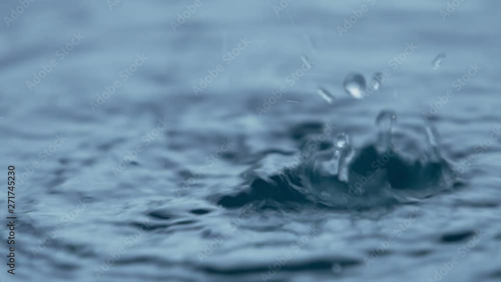 Big water drops slow motion