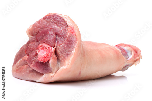 Photography raw pork (leg) isolated on white background